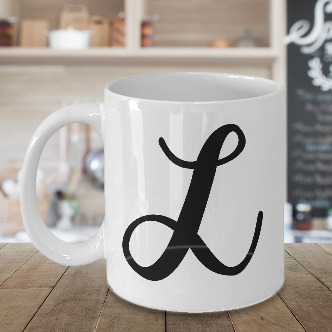 Initial Mug Monogram Gifts With Letter L Cute Name Coffee Etsy