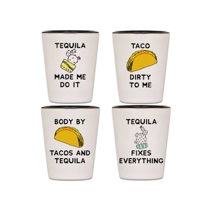 Tequila Shot Glass Set, Taco Shot Glasses, Tequila Shot Glasses, Tacos And Tequila, Funny Tequila, Cactus Shot Glasses, Mexican Shot Glass