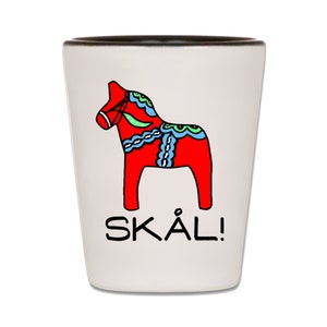 Swedish Shot Glass, Sweden Shot Glass, Scandinavian Shot Glasses, Swedish Gift Items, Swedish Xmas Gifts, Sweden Dala Horse, Skal Glasses