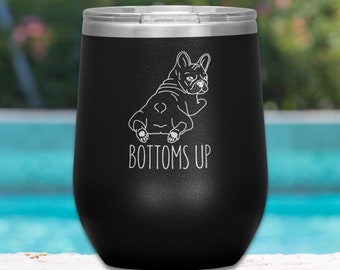 French Bulldog Wine Tumbler, Frenchie Wine Tumbler, French Bulldog Insulated Tumbler, French Bulldog Cup, French Bulldog Wine Glass
