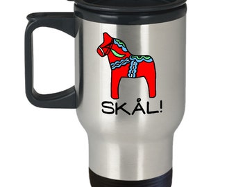 Sweden Coffee Mug, Dala Horse Mug, Swedish Coffee Mug, Sweden Mug, Swedish Mug, Swedish Gift Items, Scandinavian Dala Horse, Dala Horse Cup
