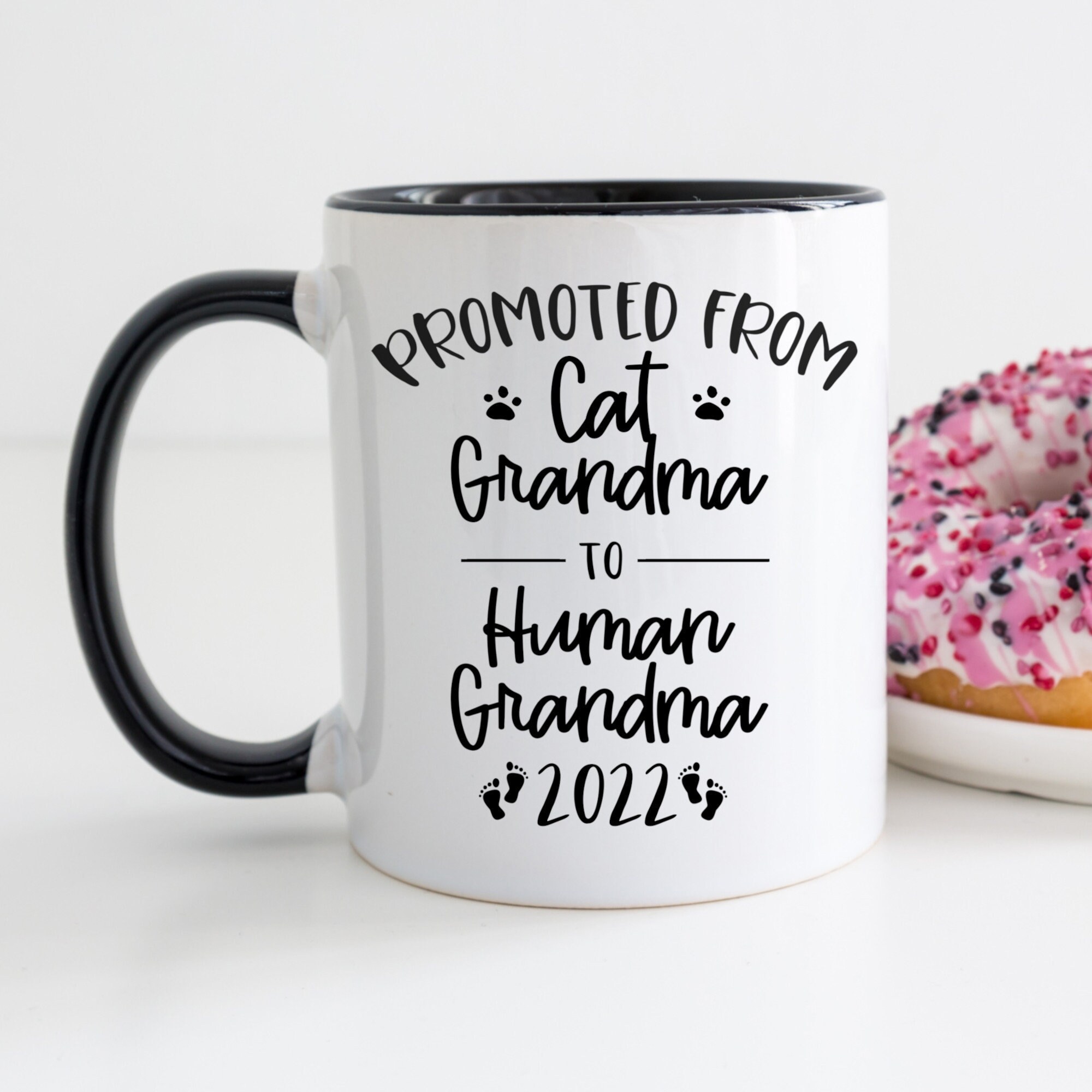 Promoted From Cat Grandma To Human Grandma Cat Pregnancy Announcement Mug Baby 