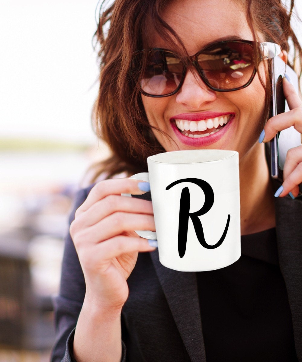 Initial Mug Monogram Gifts With Letter R Cute Name Coffee | Etsy