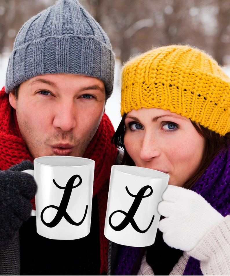 Initial Mug Monogram Gifts With Letter L Cute Name Coffee Etsy