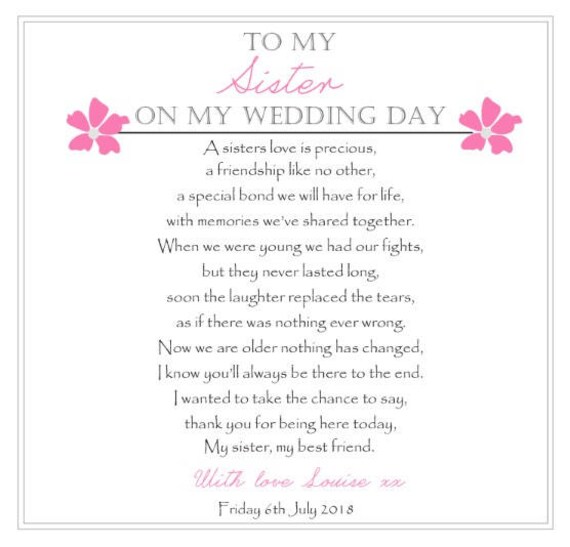 Brides Sister Wedding Card Special Sister Thank You Card Etsy