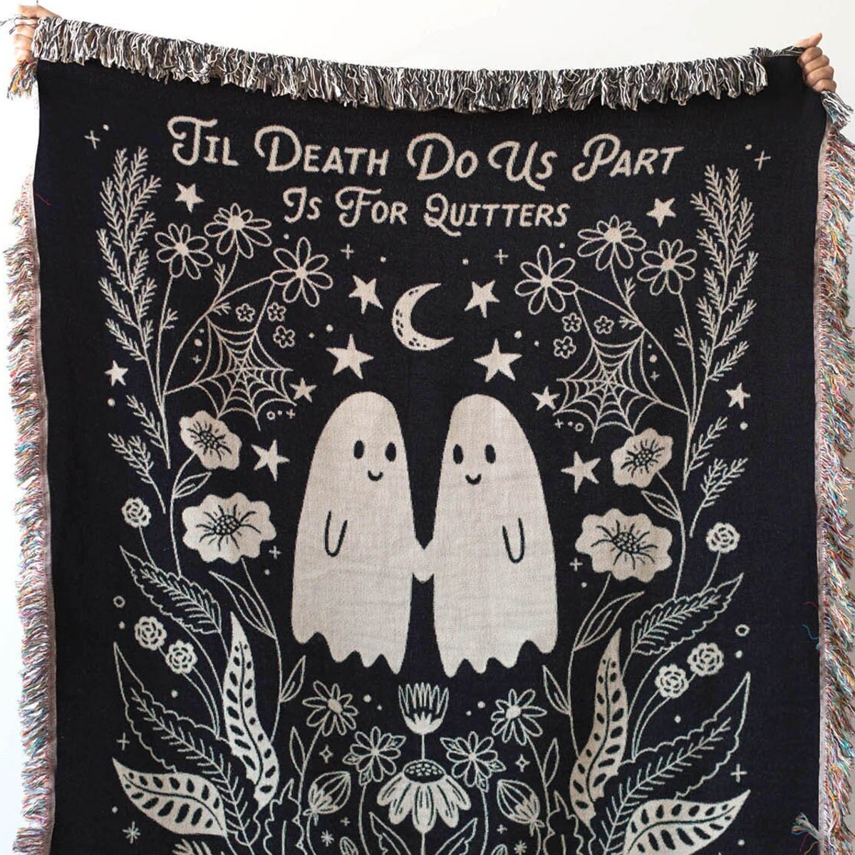 Til Death Blanket: Ghosts Woven Throw, Unique Spooky Couple Gift, Funny Wedding Anniversary Valentines Present, Halloween Goth Kawaii Cute - Etsy