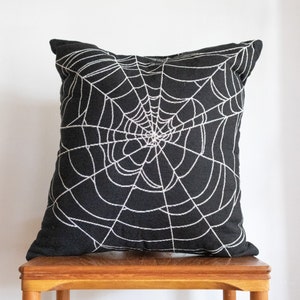 Halloween Pillow: Black Spiderweb Throw Pillow, Creepy Cushion, Haunted House, Quirky Fun Cushion