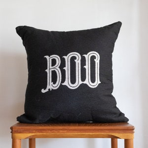 Boo Pillow: Halloween Throw Pillow, Black and White Cushion, Toss Pillow, Quirky Fun Home Decor
