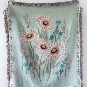 Custom Message Blanket: Personalized Gift for Mom, Woven Throw for Dad, Floral Blanket, Valentine Present, Grandparent, Wedding, Anniversary imagem 2