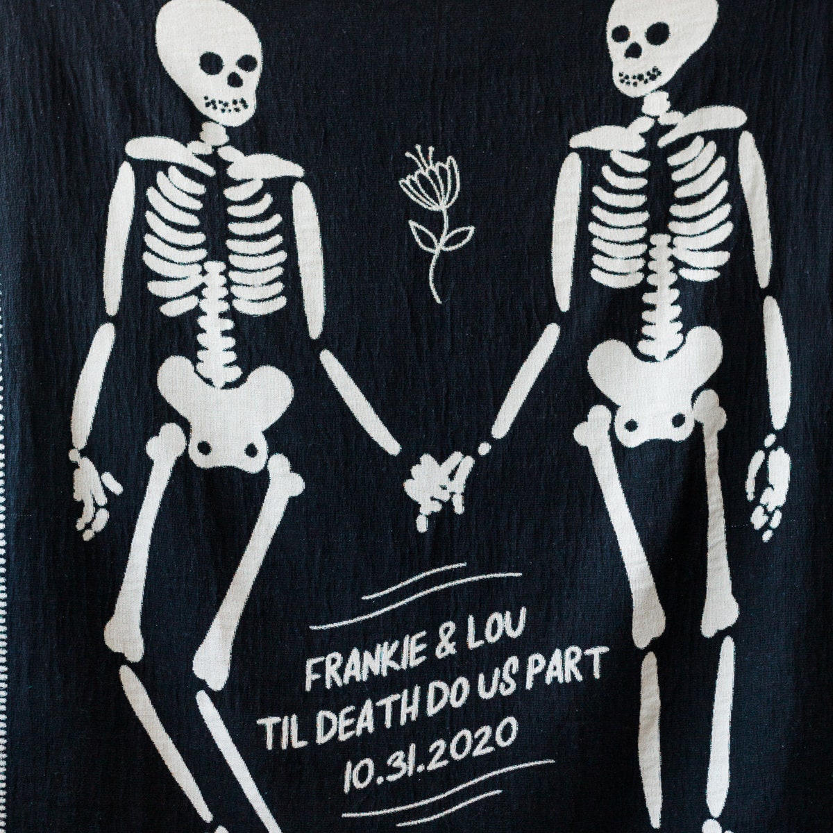 Personalized Skeleton Blanket: Til Death Do Us Part Woven Throw, Spooky Skull Decor, Wedding or Valentines Present, Halloween Goth Wedding - Etsy