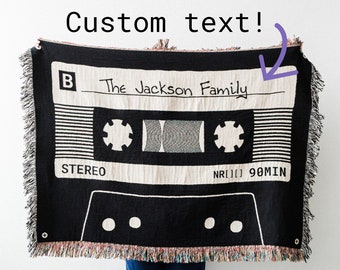 Mixtape Blanket: Personalized Woven Throw, Gift for Music Lover, Gift for Mom, Dad, Teen, Grandparents, Wedding or Valentines Present