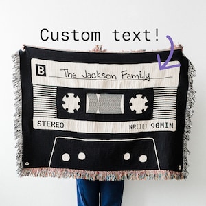 Personalized Mixtape Blanket: Custom Woven Throw, Family Name Gift for Music Lover, Gift for Mom, Dad, Teen, Grandparents, Wedding Present