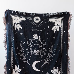 Zodiac Blanket: Horoscope Astrology Gift, Celestial Dorm Bedroom Decor, Cancer Libra Taurus Virgo Sagittarius Leo Gemini Aries Aquarius