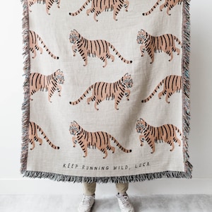 Tiger Personalized Throw Blanket Jungle Decor Maximalist Bedroom Woven Cotton Throw for Nursery Cute Funny Gift for Animal Lovers Etsy Canada