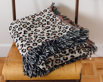 Leopard Print Blanket 100% Cotton Woven Throw Blanket - Etsy Leopard Print Blanket 100% Cotton Woven Throw Blanket - Etsy