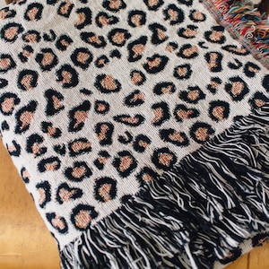 Leopard Print Blanket: Animal Pattern Woven Throw, Eclectic Unique Boho, Cheetah Jungle Decor, Earthtone Maximalist Glam Aesthetic, Dorm