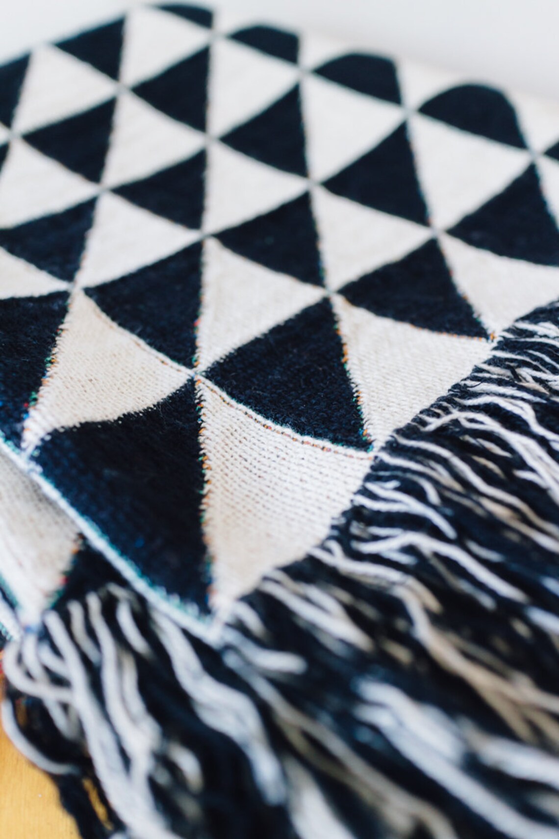 Black & Off White Blanket Geometric Blanket Color Block Etsy