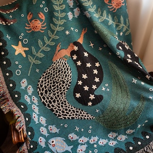 Mermaid Blanket: Woven Ocean Fantasy Throw