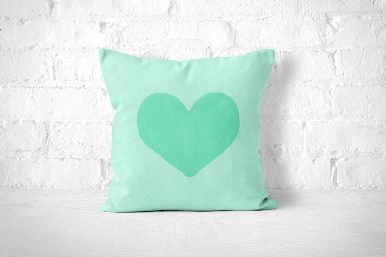 Heart Pillow Mint Green Pillow Kids Room Pillow Nursery Etsy