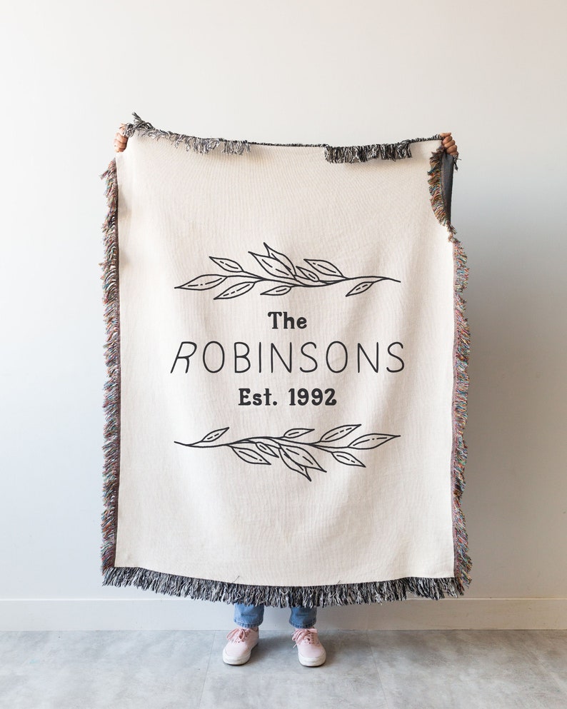 Last Name Blanket: Custom Family Names Gift, Gift for Family, Couple, Wedding, Engagement Anniversary
