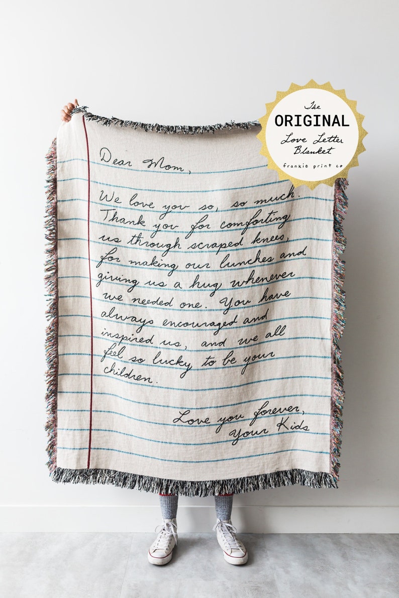 The Original Love Letter Blanket by Frankie Print Co. Handwriting gift.