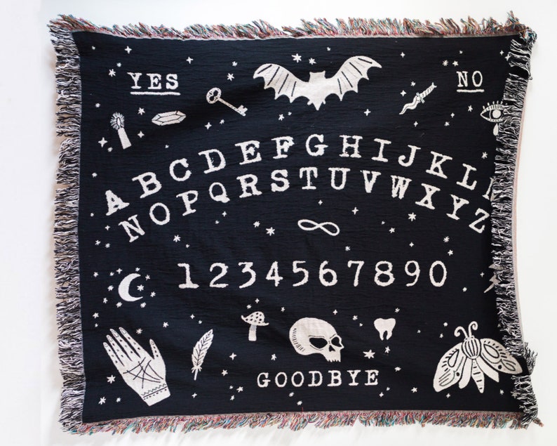 Ouija Board Woven Throw Blanket Black & Off White Halloween Etsy