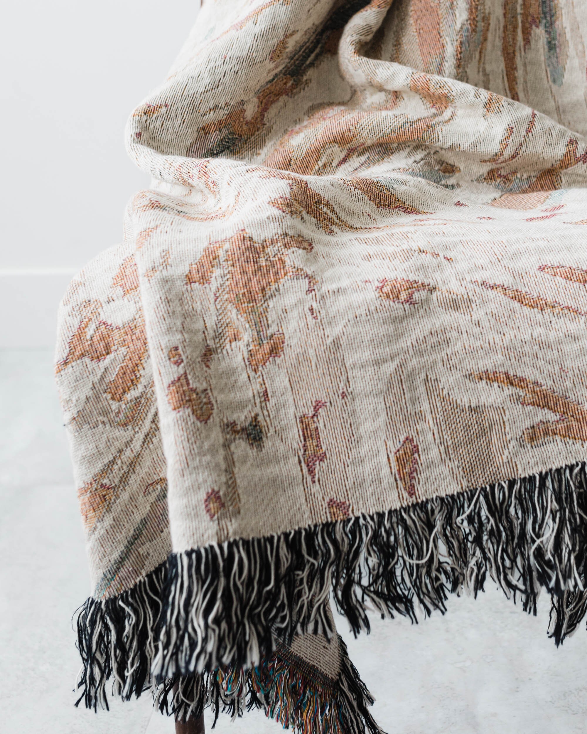Marble Boho Blanket: Unique Earth Tones, Abstract Woven Cotton