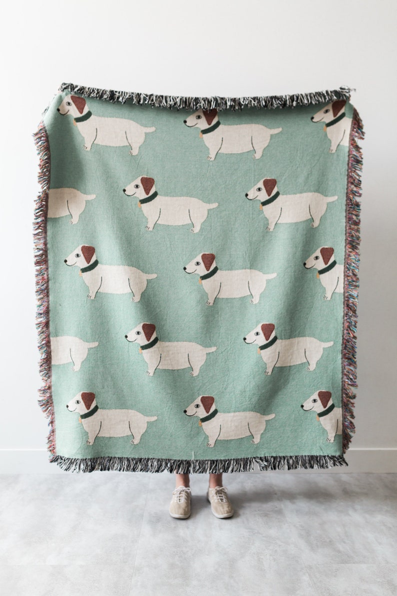 Wiener Dog Throw Blanket Woven Cotton Throw for Sofa Cute & Etsy