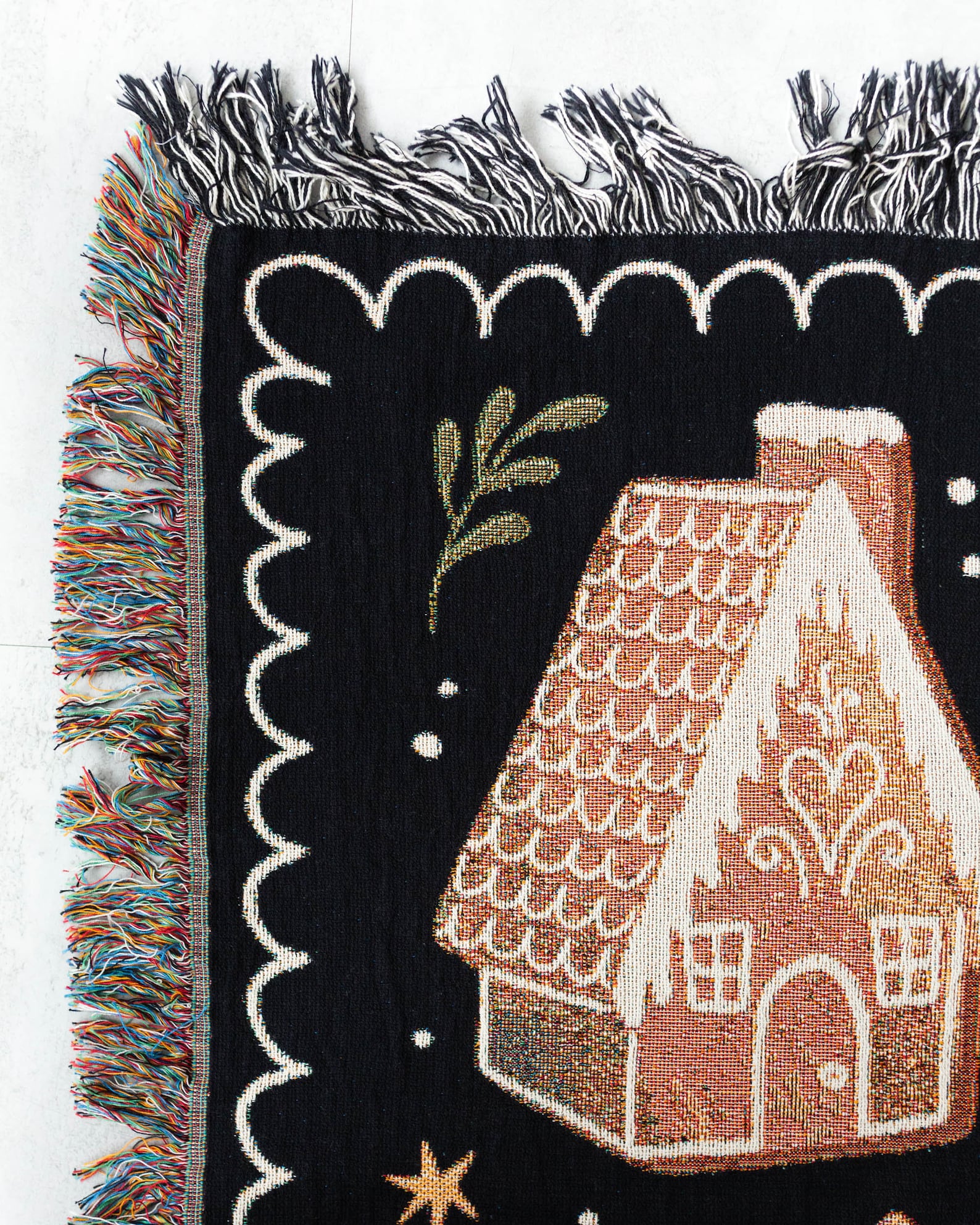 Gingerbread Christmas Blanket: Personalized Woven Cotton Throw, Holiday ...