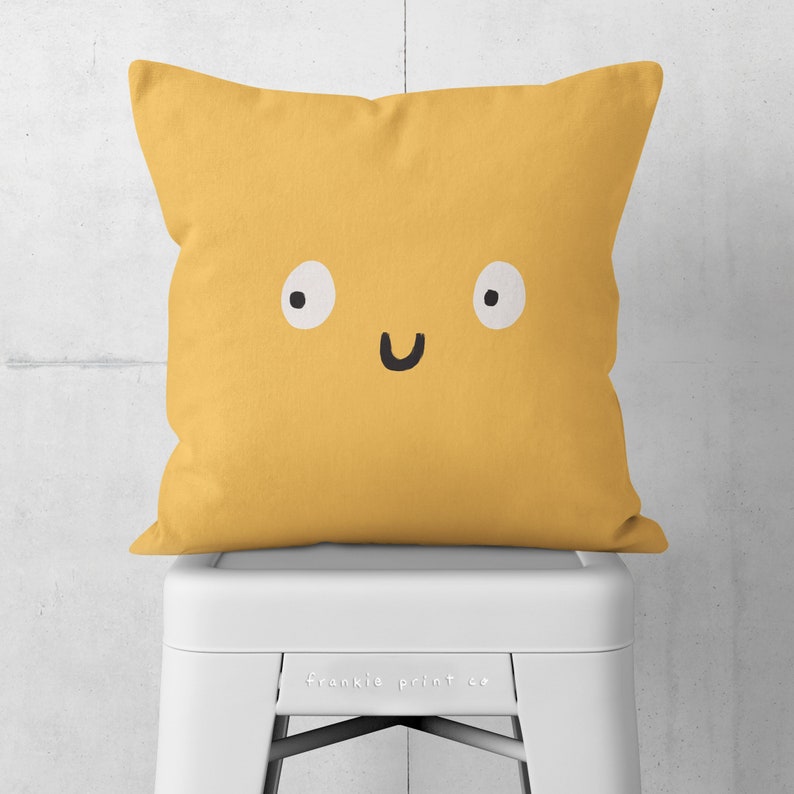 Cute Face Pillow in Soft Gold Funny Throw Pillow Novelty Etsy