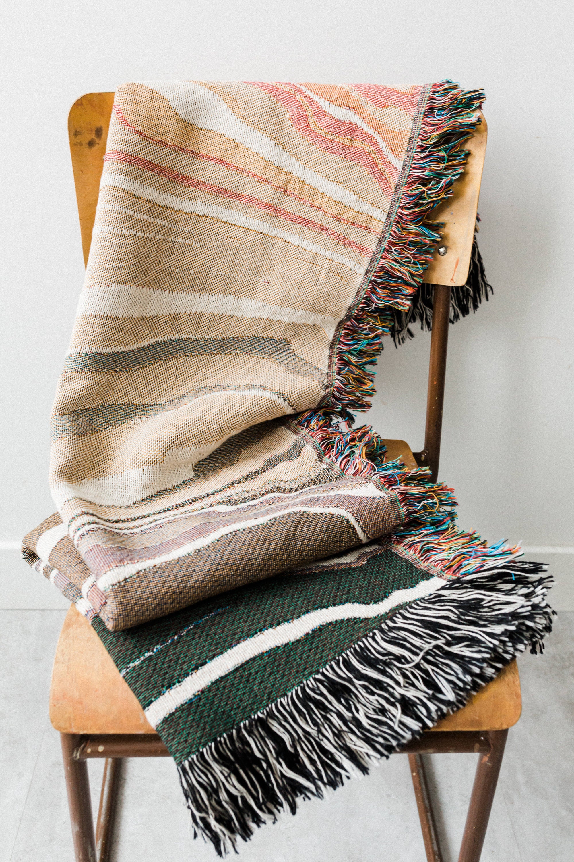 Earth Tones Marble Blanket: Woven Cotton Throw, Unique