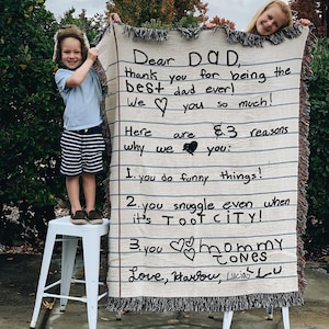 Love Letter Blanket: Personalized Gift for Mom, Woven Handwriting Custom Throw for Dad or Men, Mothers Day, Grandparent, Cotton Anniversary image 3