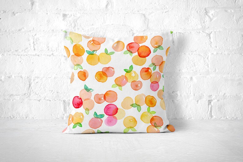 Peaches Pillow Watercolor Pillow Blush Throw Pillow Country Etsy
