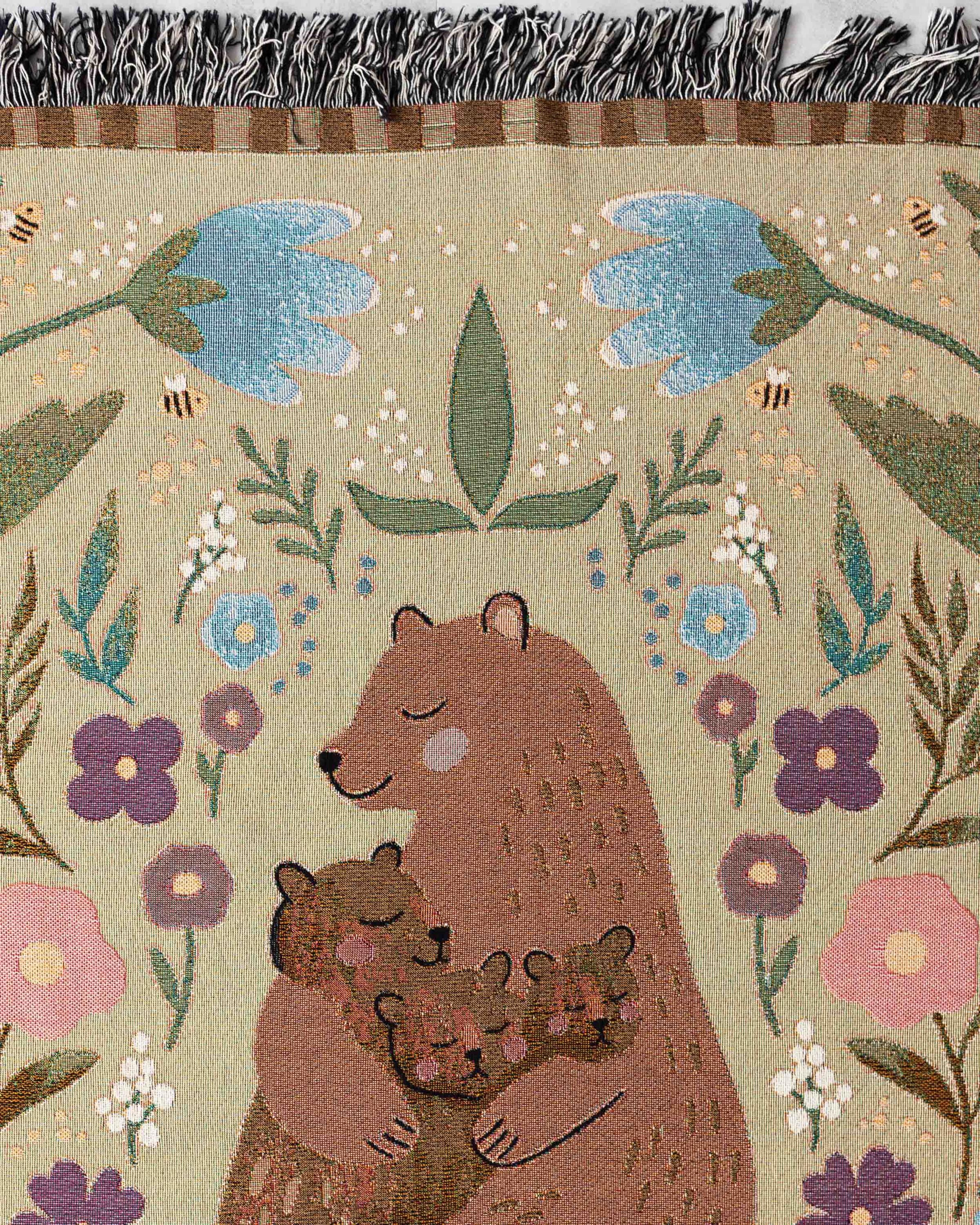 Mothers Day Gift: Mama Bear Blanket, Present for Mom from Kids, Unique Thoughtful Birthday Christmas, Personalized Custom Woven Throw