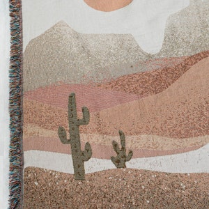 Desert Cactus Throw Blanket: Earth Tones Woven Cotton Throw, Southwest Nature, Boho Decor, Terracotta Western, Gender Neutral Kids Nursery image 5