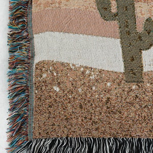 Desert Cactus Throw Blanket: Earth Tones Woven Cotton Throw, Southwest Nature, Boho Decor, Terracotta Western, Gender Neutral Kids Nursery image 6