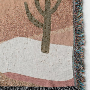Desert Cactus Throw Blanket: Earth Tones Woven Cotton Throw, Southwest Nature, Boho Decor, Terracotta Western, Gender Neutral Kids Nursery image 2