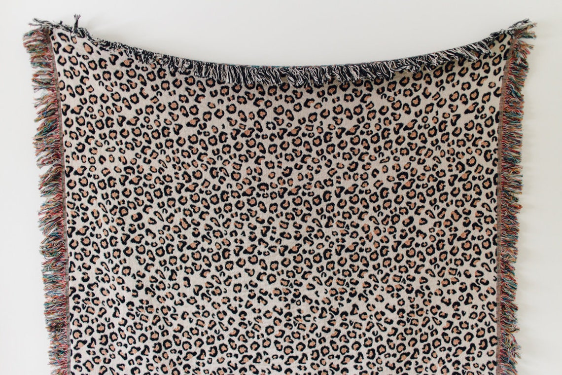 Leopard Print Blanket 100 cotton woven throw blanket Etsy