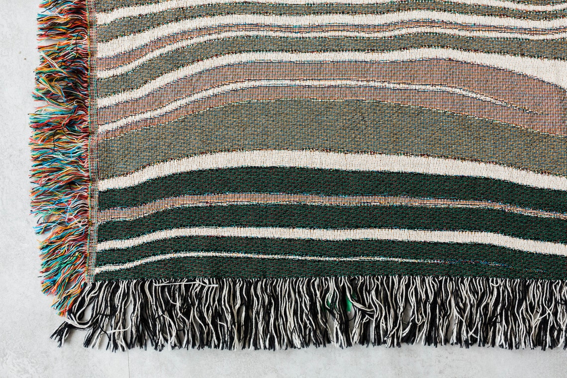 Earth Tones Throw Blanket Woven 100 Cotton Throw Unique Etsy