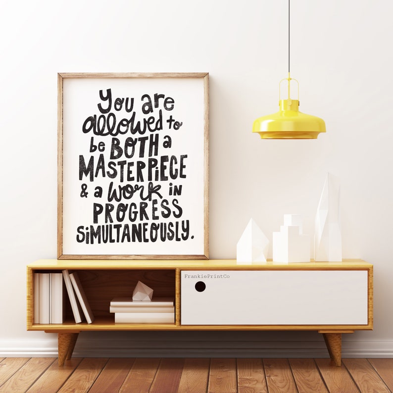 inspirational printable art black white self care quote etsy