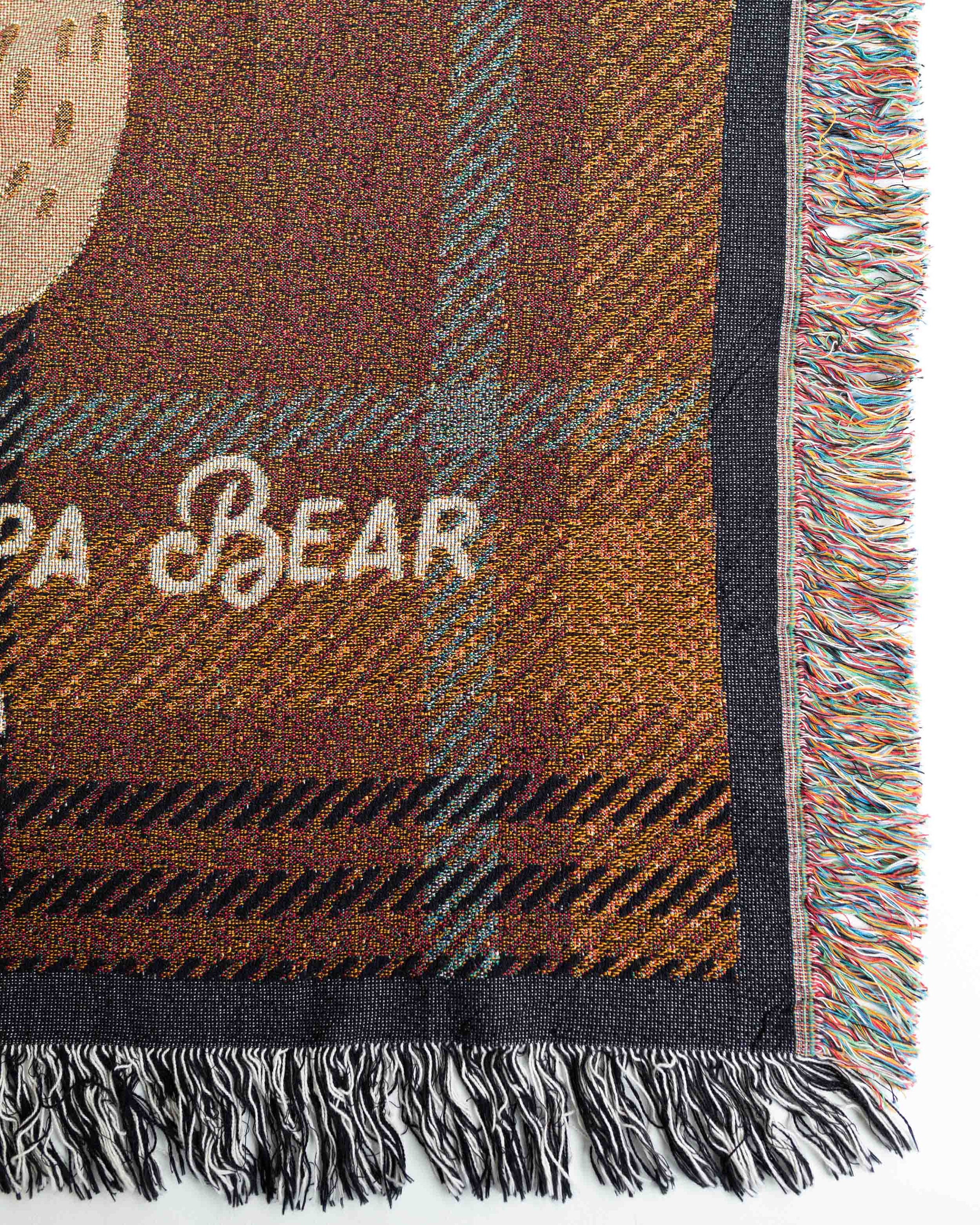 Gift for Dad Blanket: Fathers Day Present from Kids, Papa Bear Woven Throw, Unique Thoughtful Meaningful Birthday, Personalized Custom Idea