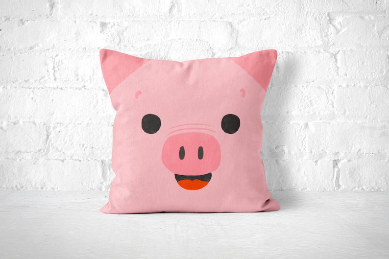 Pig Throw Pillow Kids Throw Pillow Animal Nursery Decor Etsy