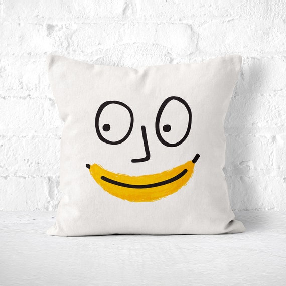 Banana Face Pillow Funny Quirky Novelty Happy Face Pillow Cute Throw Pillow