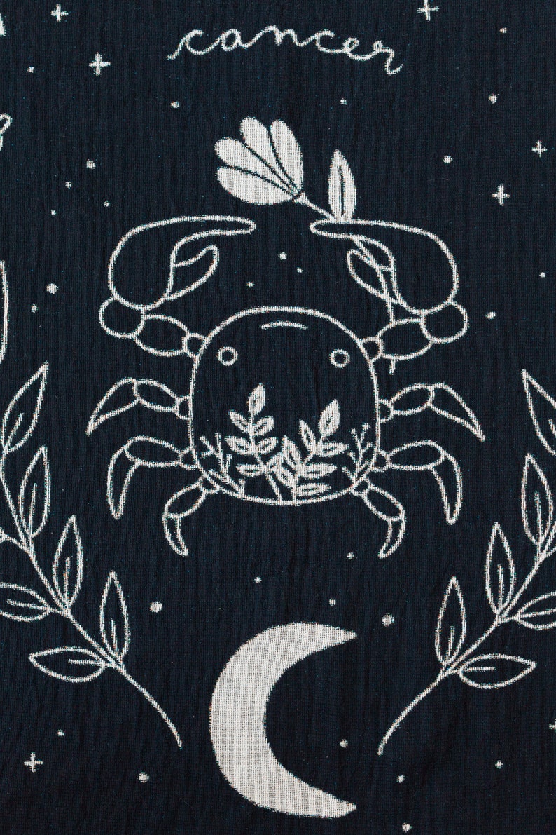 Zodiac Blanket: Horoscope Astrology Gift, Celestial Dorm Bedroom Decor, Cancer Libra Taurus Virgo Sagittarius Leo Gemini Aries Aquarius image 3
