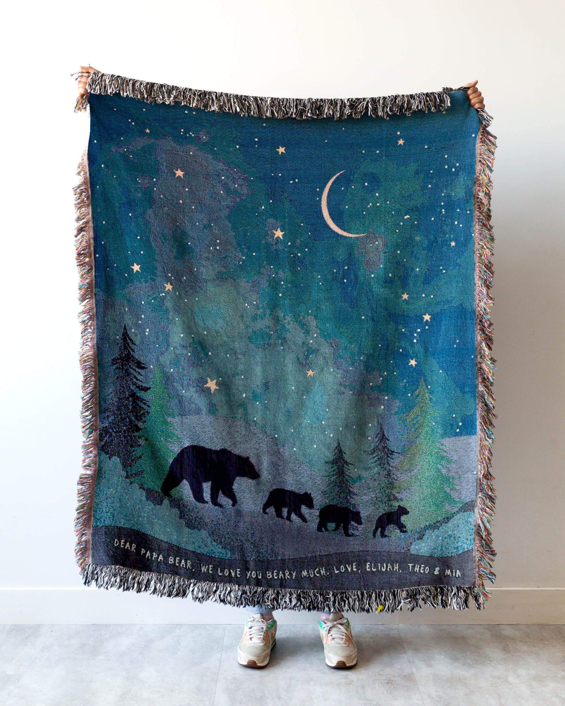 Mom or Dad Gift Blanket: Present from Kids, Fathers Mothers Day, Papa Mama Bear Woven Throw, Unique Thoughtful Birthday, Personalized Custom