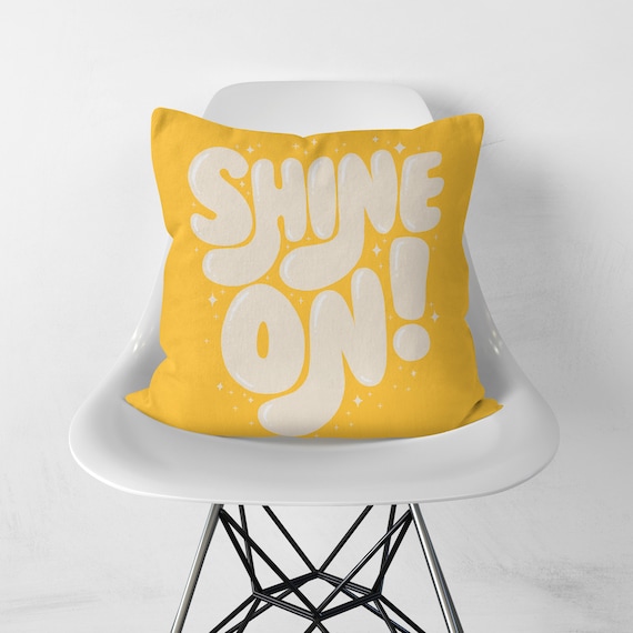 Shine On Pillow Cute Yellow Throw Cushion Inspirational Etsy