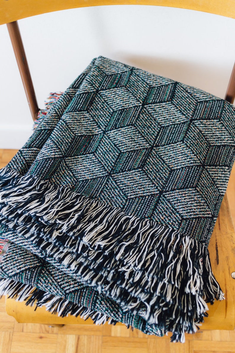 Geometric Blanket Black & White Cotton Throw for Sofa Etsy