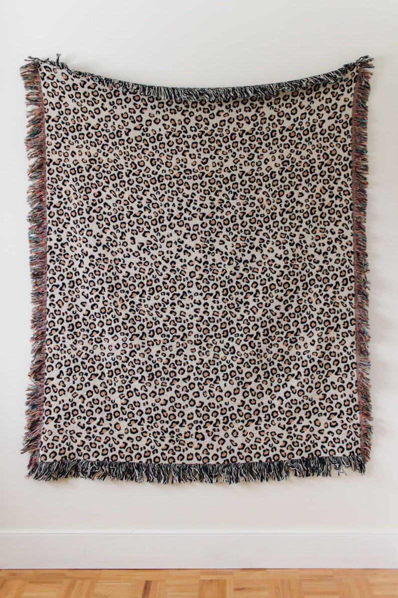 Leopard Print Blanket 100 Cotton Woven Throw Blanket Etsy UK