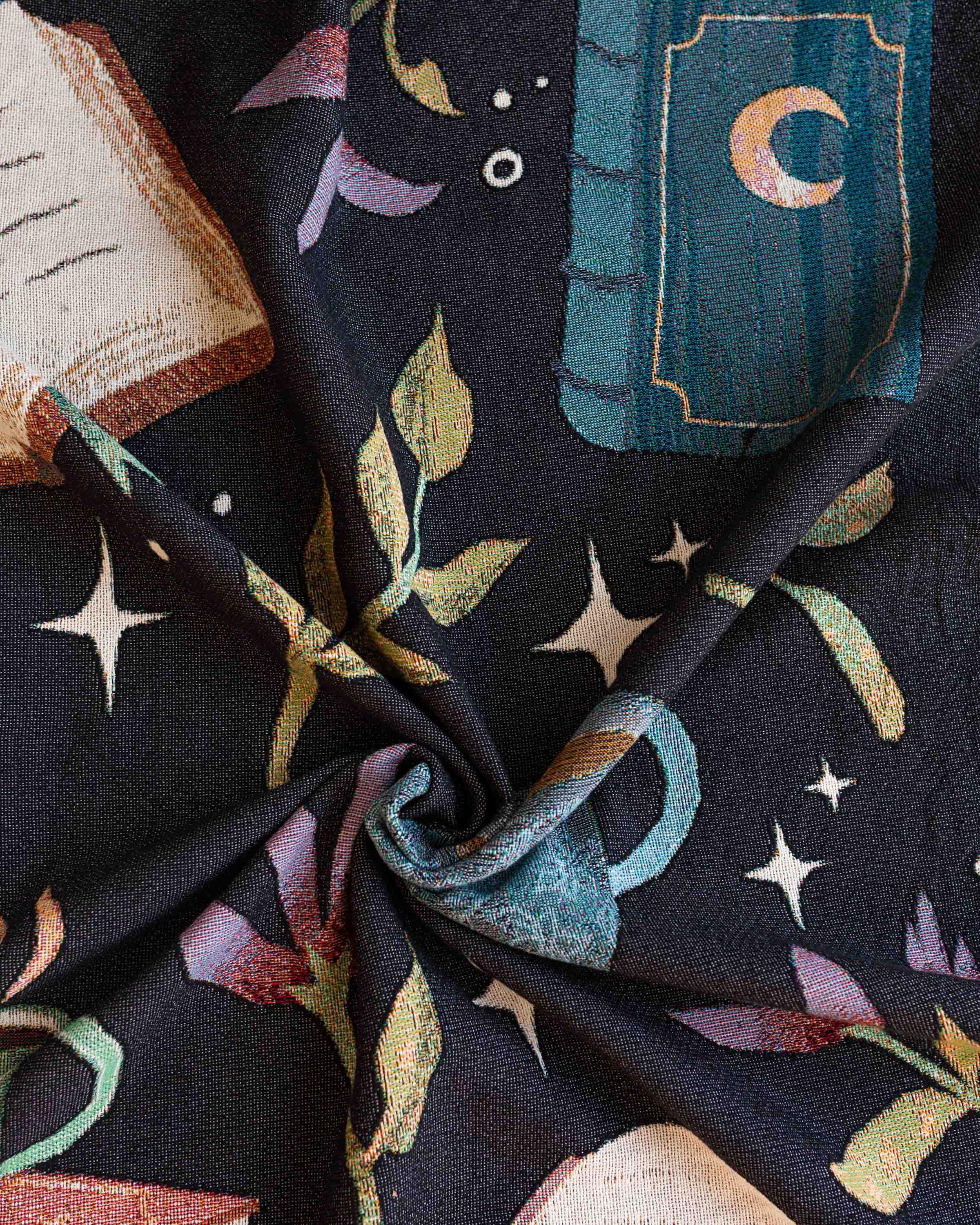 Books and Blooms Blanket: Personalized Gift for Fantasy Reader, Woven Gift for Her, Cozy Dark Academia