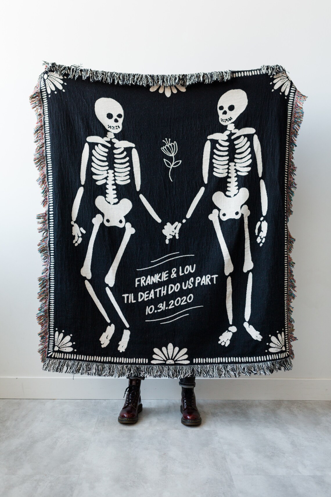 Personalized Skeleton Blanket Til Death Do Us Part Woven Etsy